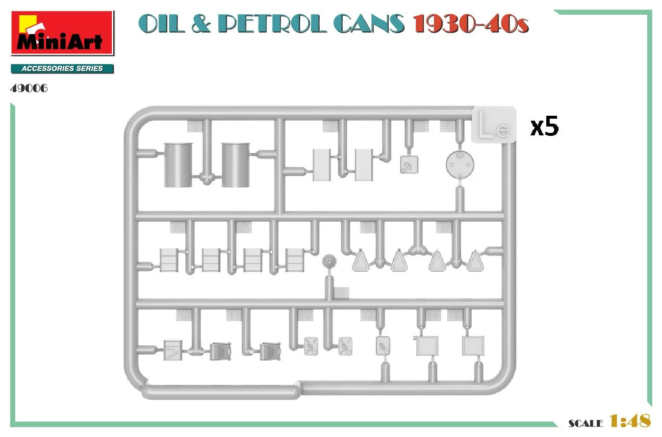 Miniart 1/48 Oil & Petrol Cans 1930-40's # 49006 5 Miniart 1/48 Oil & Petrol Cans 1930-40's # 49006 - Image 3