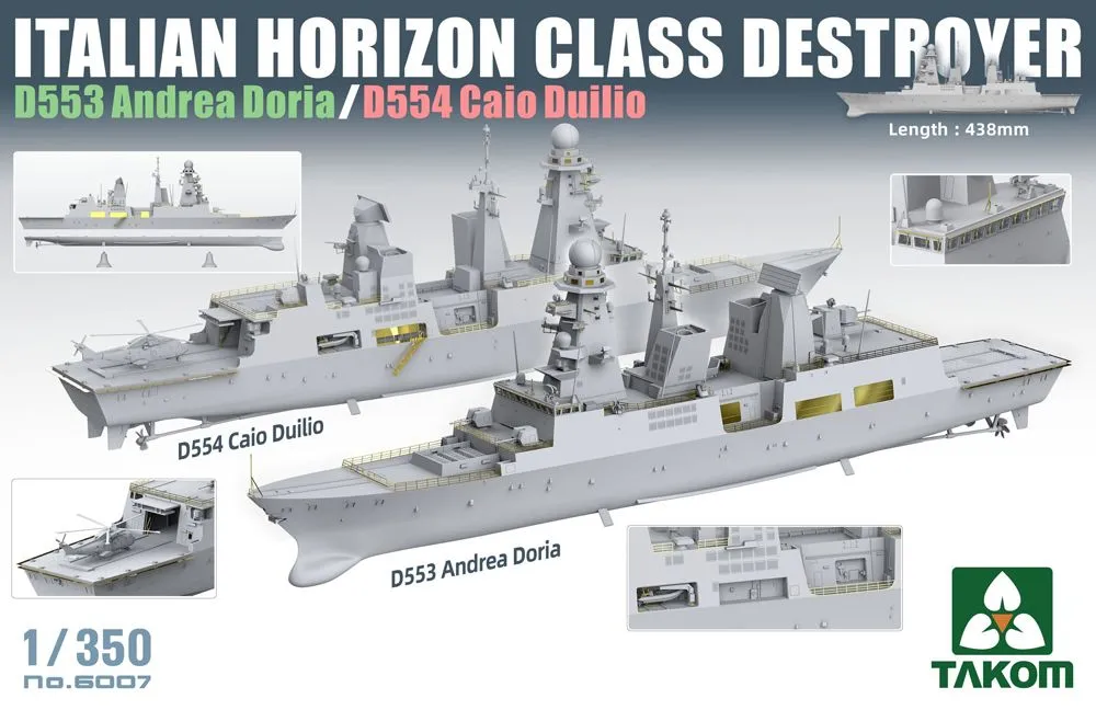 Takom 1/350 Italian Navy Horizon Class Destroyer Andrea Doria/Caio Duilio # 06007 4 Takom 1/350 Italian Navy Horizon Class Destroyer Andrea Doria/Caio Duilio # 06007 - Image 2