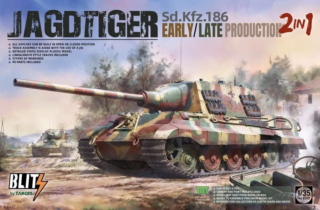 Takom 1/35 SdKfz 186 Jagdtiger Early/Late Production 2 In 1 Blitz # 08001 3 Takom 1/35 SdKfz 186 Jagdtiger Early/Late Production 2 In 1 Blitz # 08001