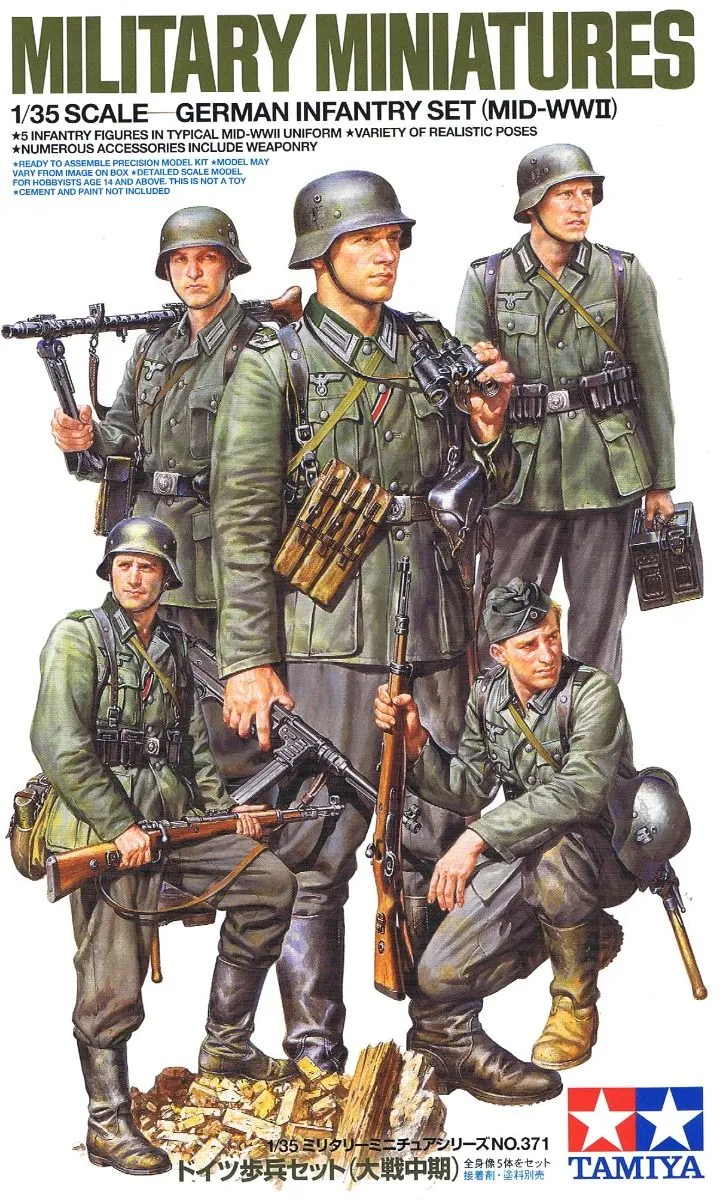 Tamiya 1/35 German Infantry Mid WWII # 35371 3 Tamiya 1/35 German Infantry Mid WWII # 35371