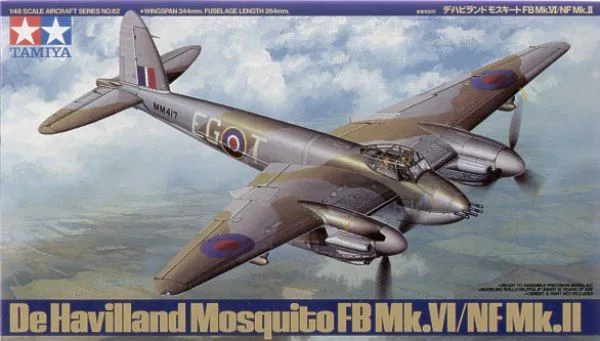 Tamiya 1/48 De Havilland Mosquito FB Mk.VI/NFII # 61062 - Plastic Model Kit 3 Tamiya 1/48 De Havilland Mosquito FB Mk.VI/NFII # 61062 - Plastic Model Kit