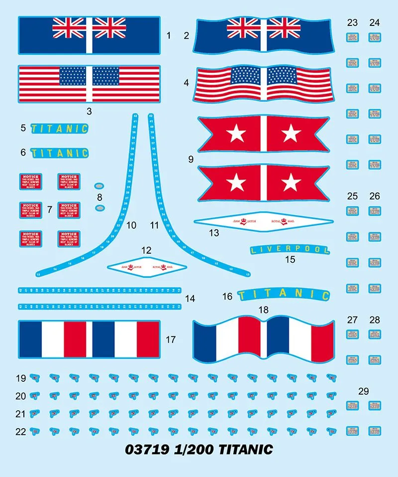 Trumpeter 1/200 R.M.S TITANIC W/ LED Light Set # 03719 27 Trumpeter 1/200 R.M.S TITANIC W/ LED Light Set # 03719 - Image 25