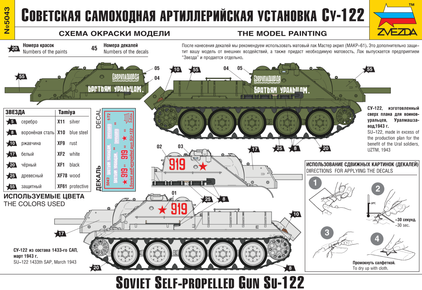 Zvezda 1/72 Soviet SU-122 Tank Destroyer # 5043 11 Zvezda 1/72 Soviet SU-122 Tank Destroyer # 5043 - Image 9