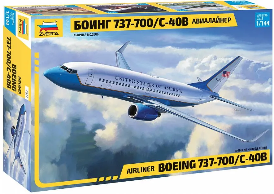 Zvezda 1/144 Airliner Boeing 737-700/C-40B # 7027 3 Zvezda 1/144 Airliner Boeing 737-700/C-40B # 7027